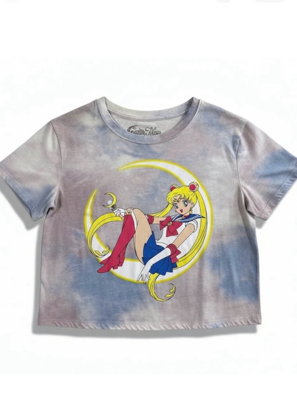 Sailor Moon Tie Dye Anime Graphic Crop Tee Manga Y2K Harajuku Size L